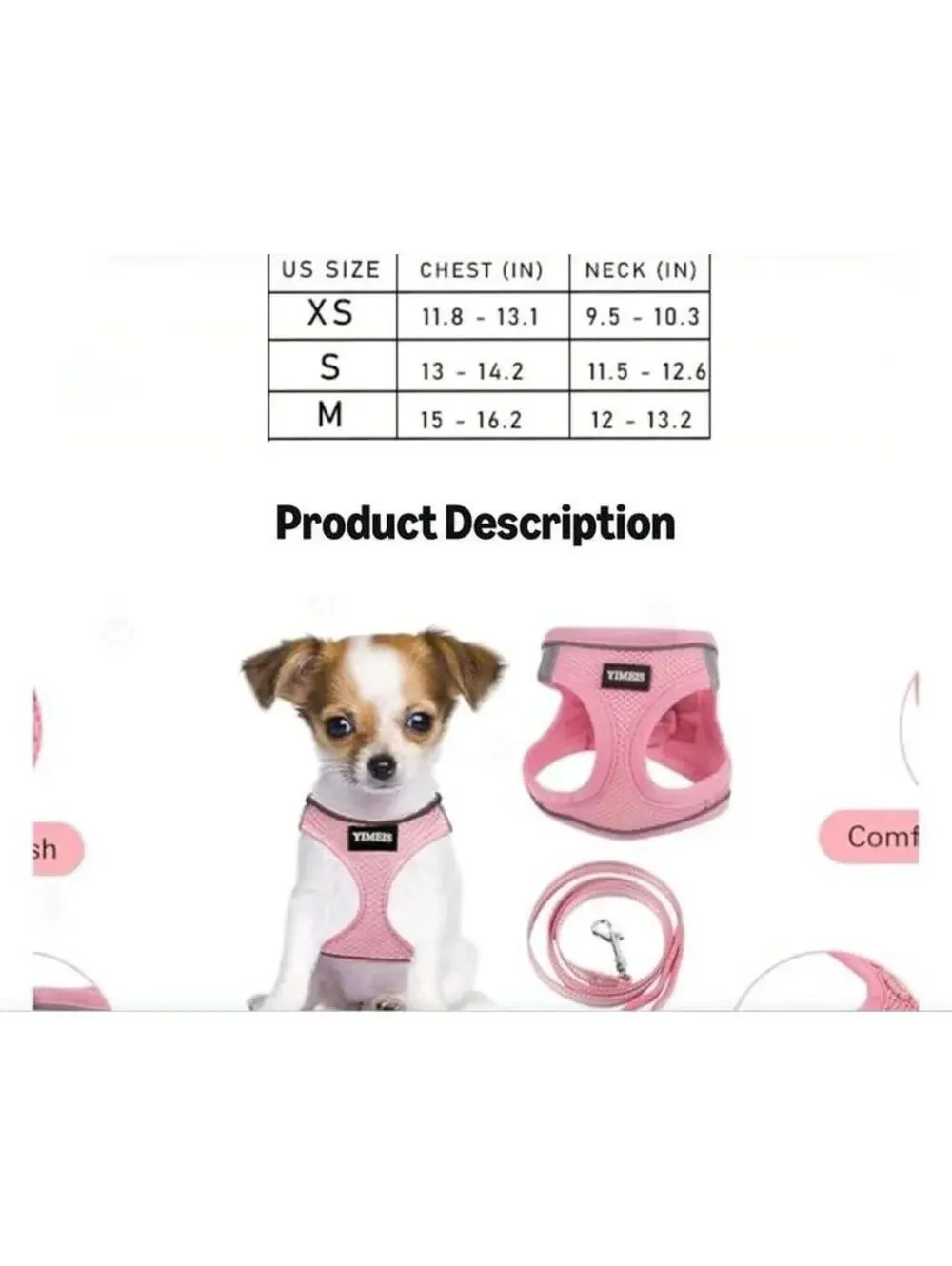 NWT -Yimeis- Pet Harness & Matching Leash, Size XS